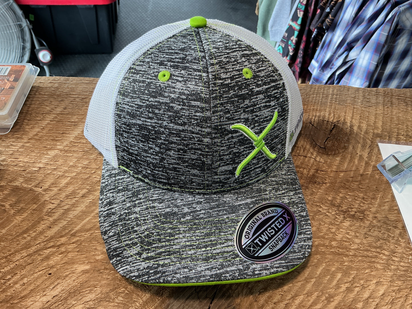 Grey and Lime Twisted X Hat