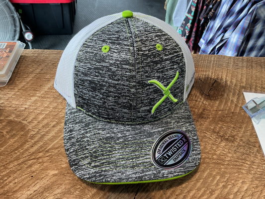 Grey and Lime Twisted X Hat