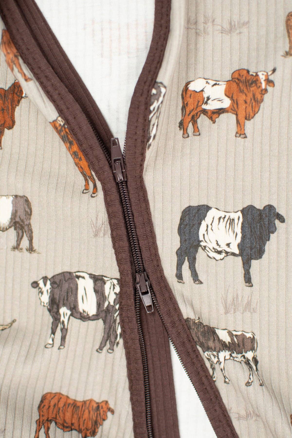 Vintage Cattle Ribbed Cotton Baby Zippy