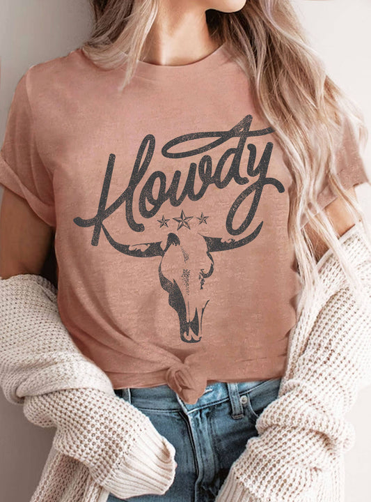 HOWDY COW SKULL GRAPHIC TSHIRTS