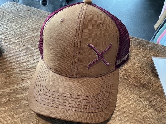 Brown & Burgundy twisted x hat