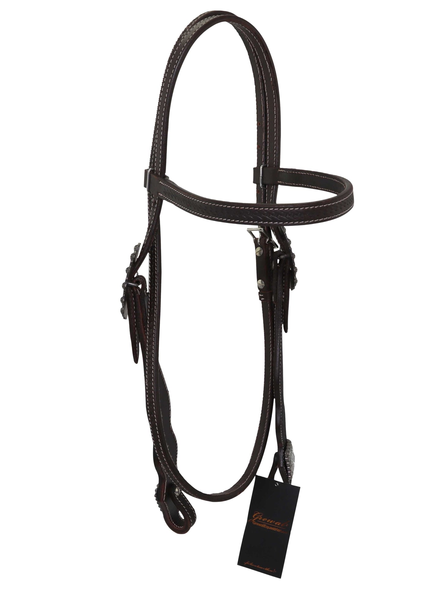 Bristol Dark Brown Western Browband Headstall with Bling