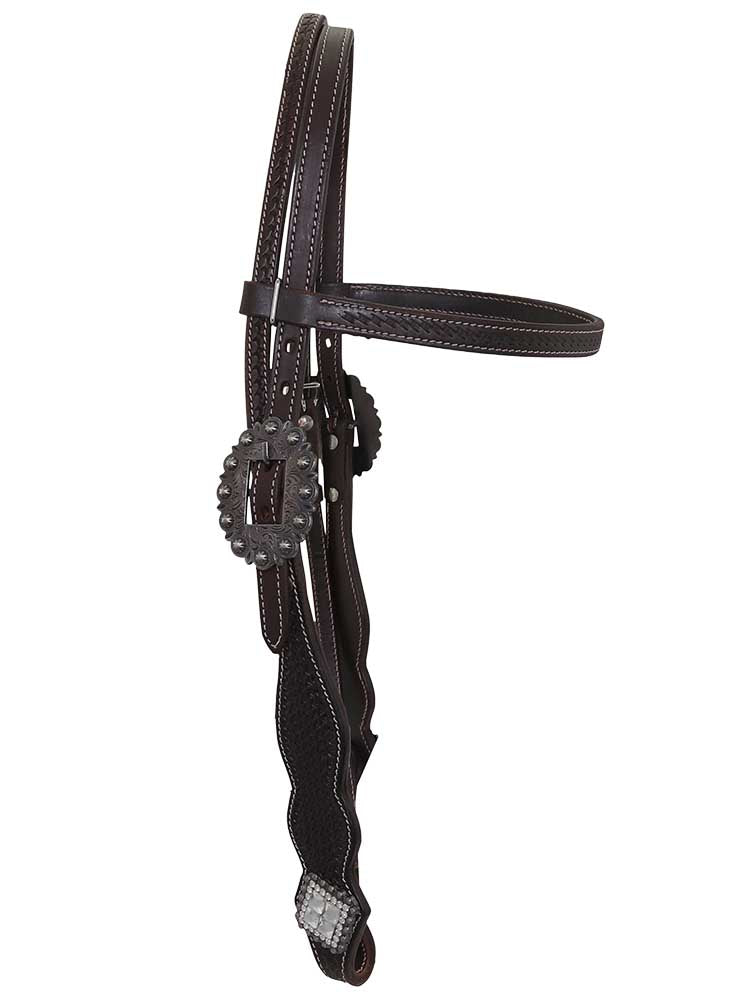 Bristol Dark Brown Western Browband Headstall with Bling