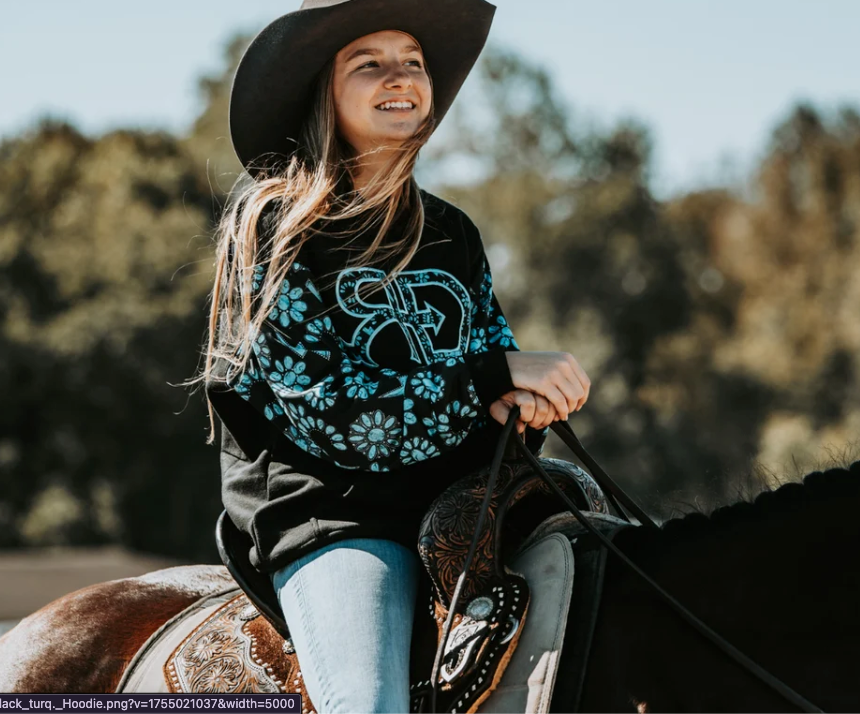 Rocket Donkey Black Turquoise Hoodie