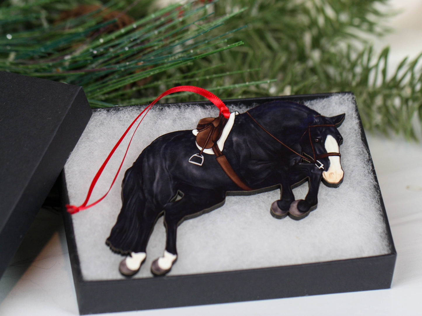 Hunter Jumper Horse Christmas Ornament - Black Sport Horse