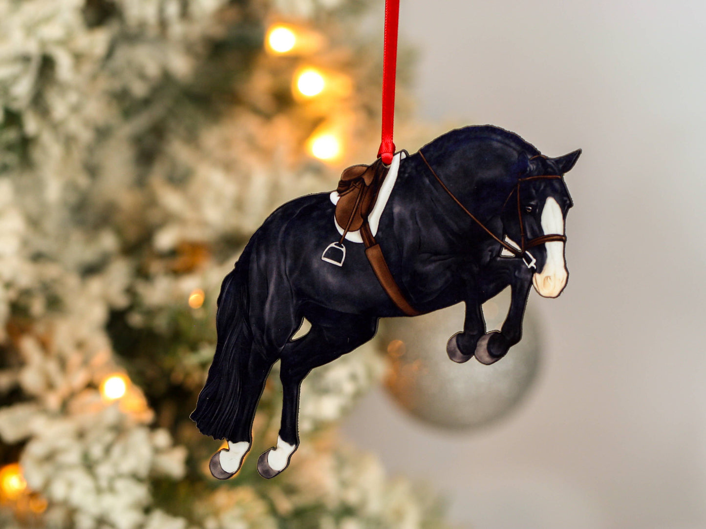 Hunter Jumper Horse Christmas Ornament - Black Sport Horse