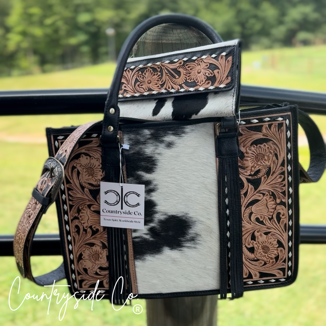 Panhandle Tooled Leather Cowhide Wallet