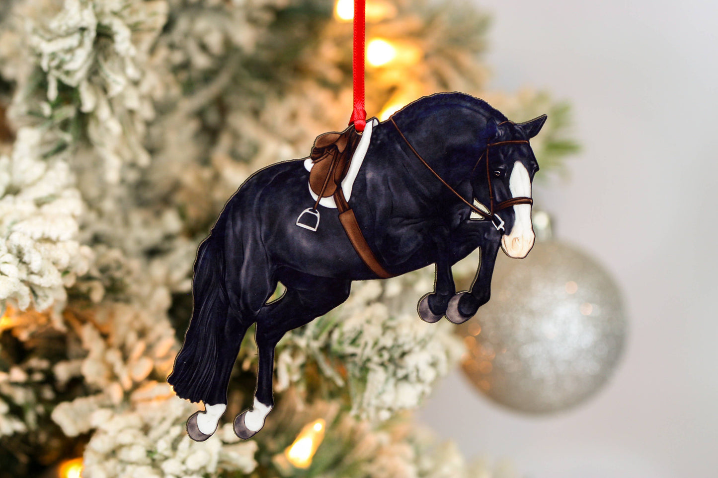 Hunter Jumper Horse Christmas Ornament - Black Sport Horse
