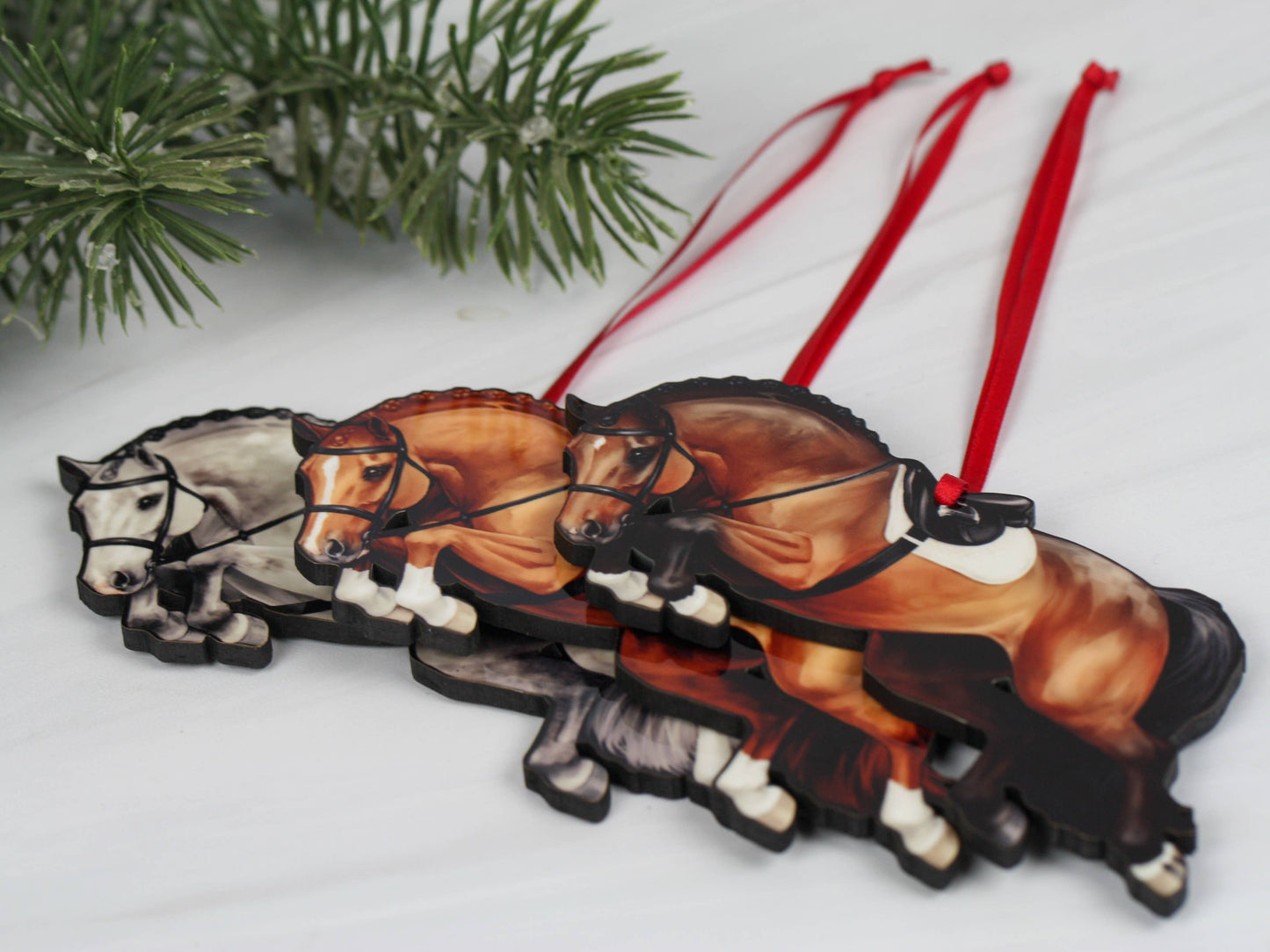 Jumping Horse Ornament - Gray Hunter Equestrian Décor