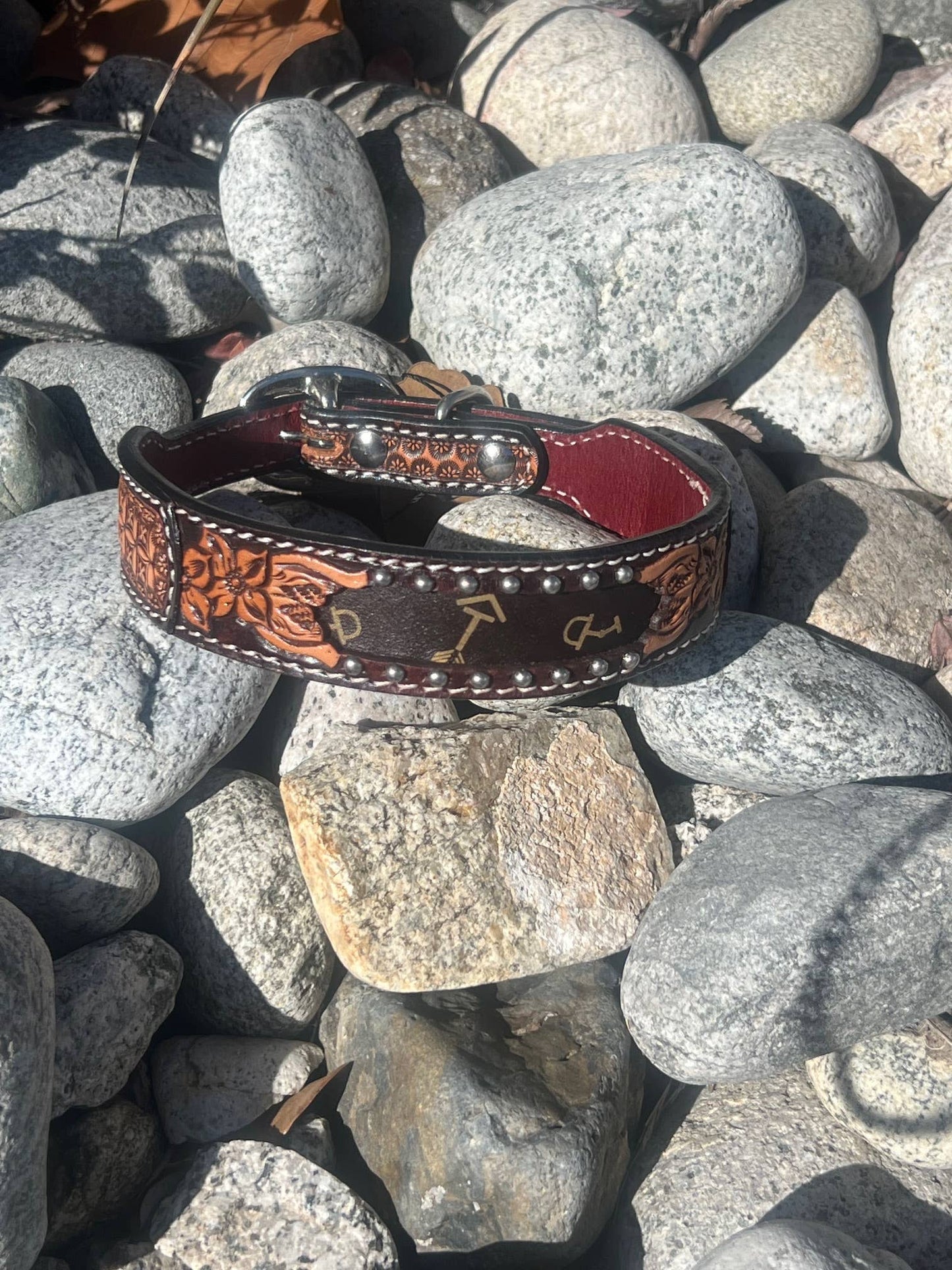 Western Hand Tooled Dog Collars
