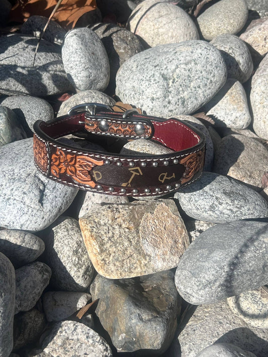 Western Hand Tooled Dog Collars