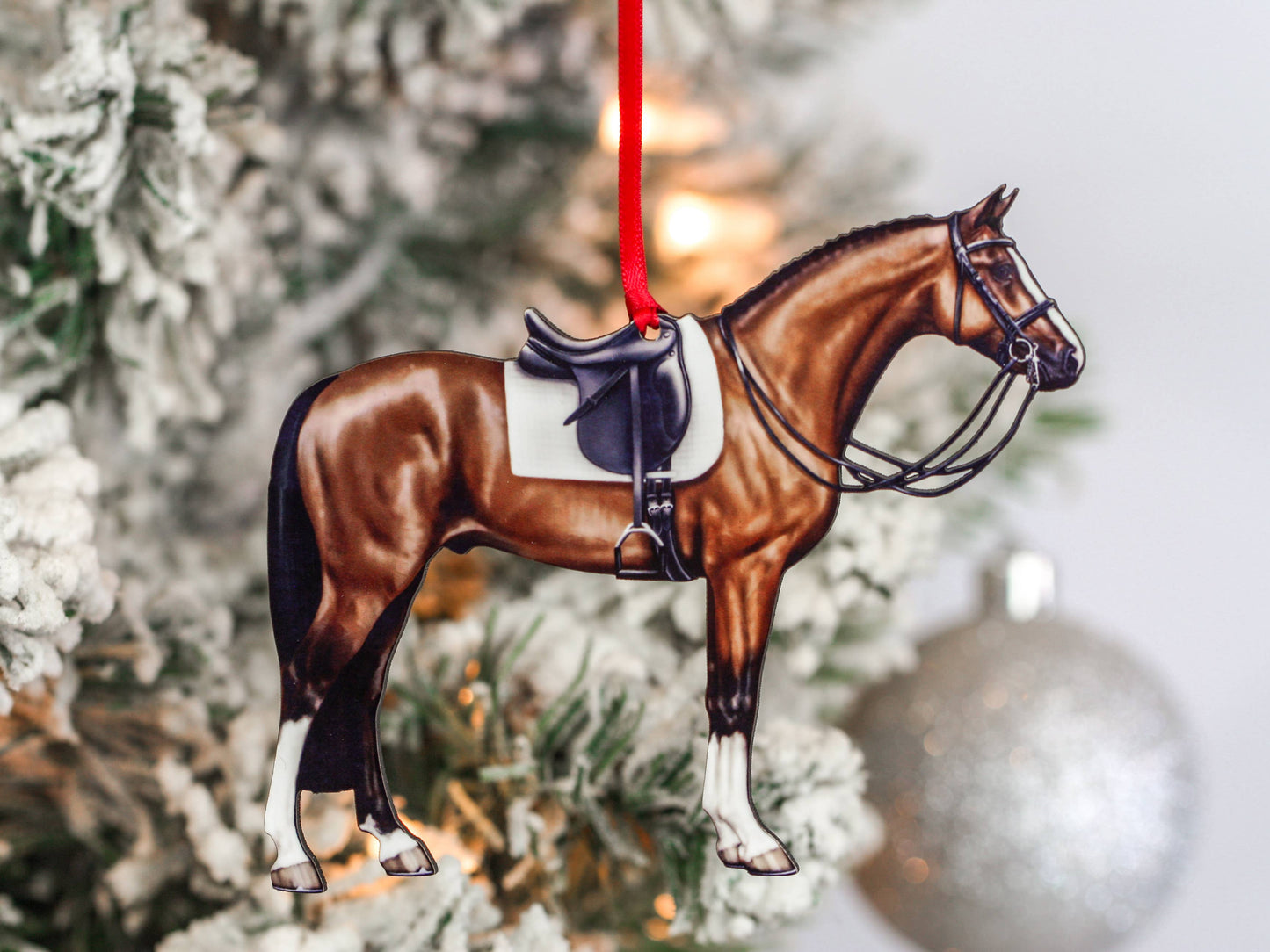 Bay Dressage Horse Christmas Ornament Gift Horse Decoration