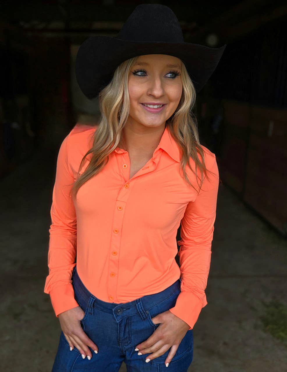 Pullover Button Up (Tangerine Breathe Lightweight Stretch)