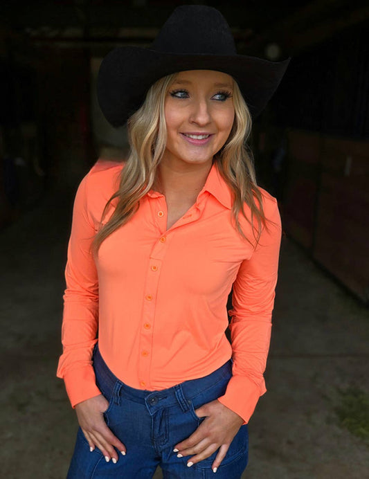 Pullover Button Up (Tangerine Breathe Lightweight Stretch)