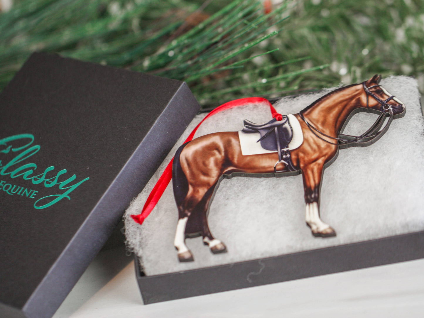 Bay Dressage Horse Christmas Ornament Gift Horse Decoration