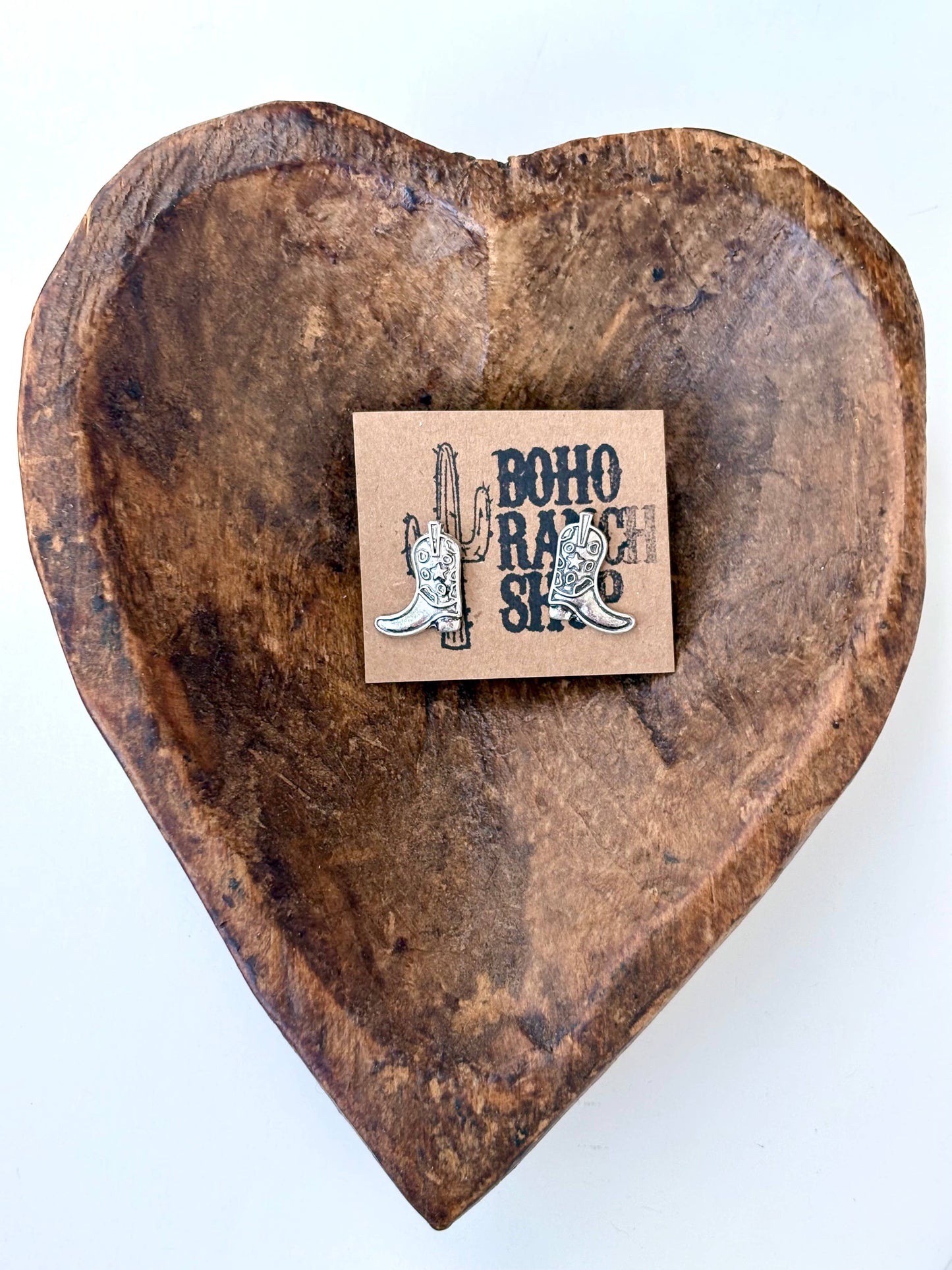 Western Style Boots, Steer Head, Cactus Stud Earrings