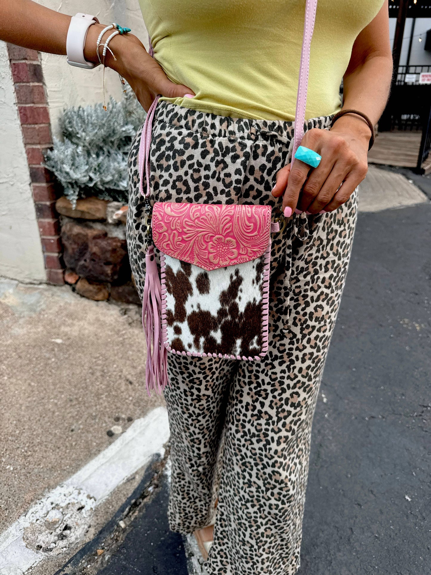 Phone Crossbody Western Tooled Leather Phone Mobile Purse