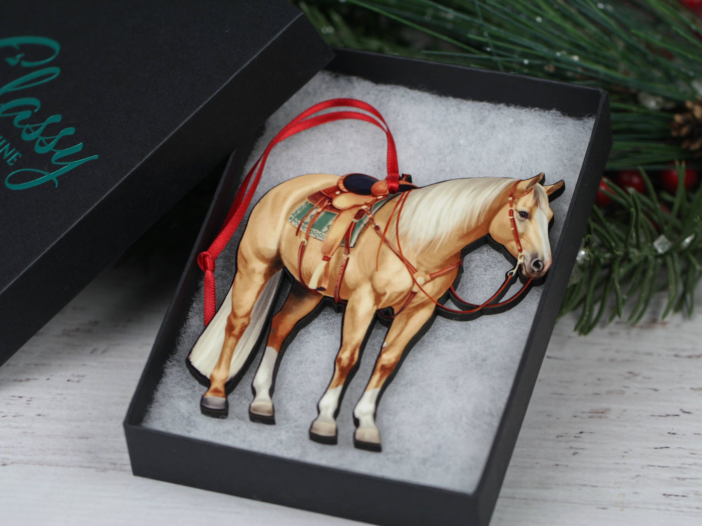 Palomino Western Ranch Horse Ornament - Quarter Horse Decor