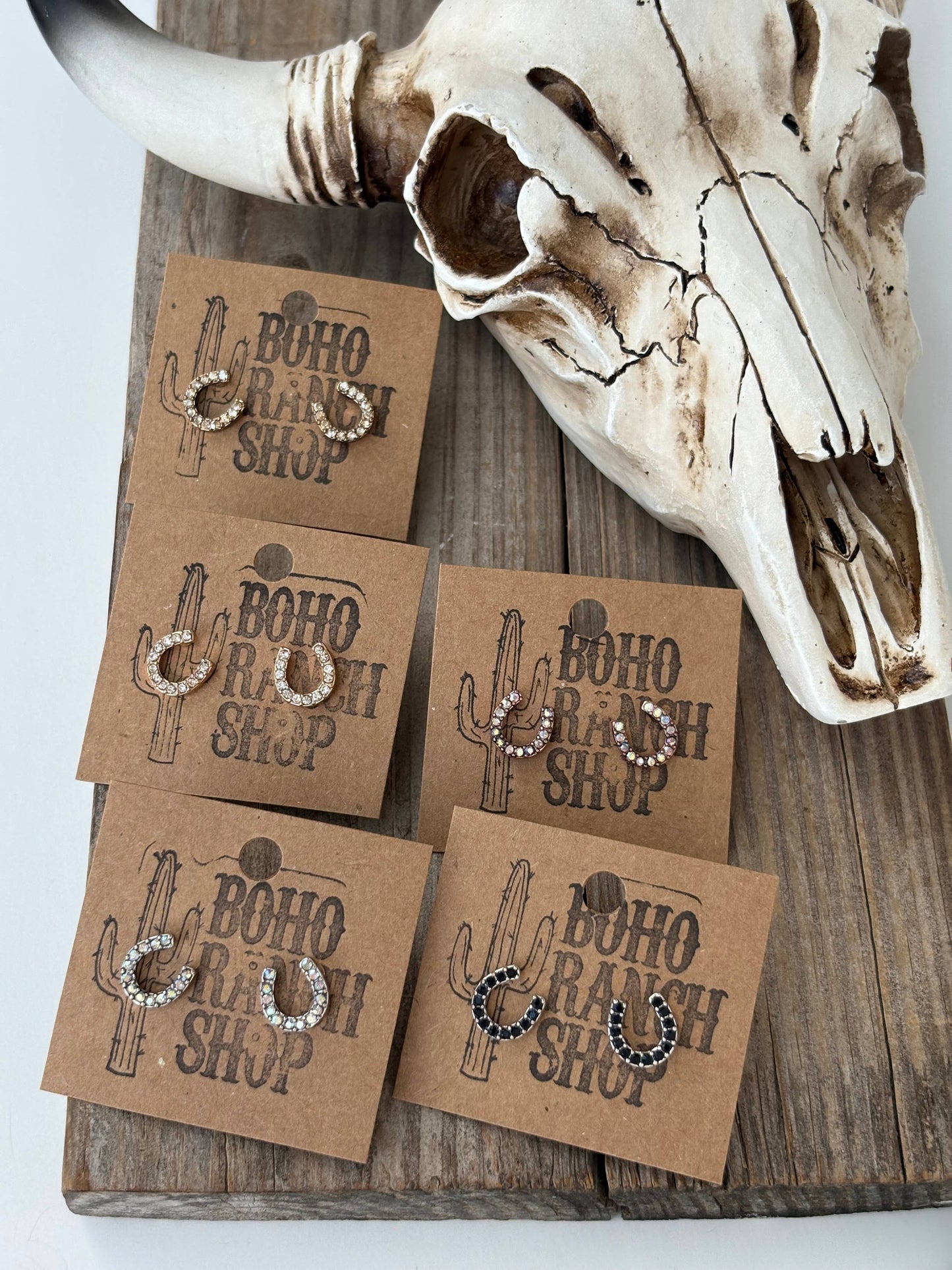 Dainty Western Style Horseshoe with Rhinestone Earrings