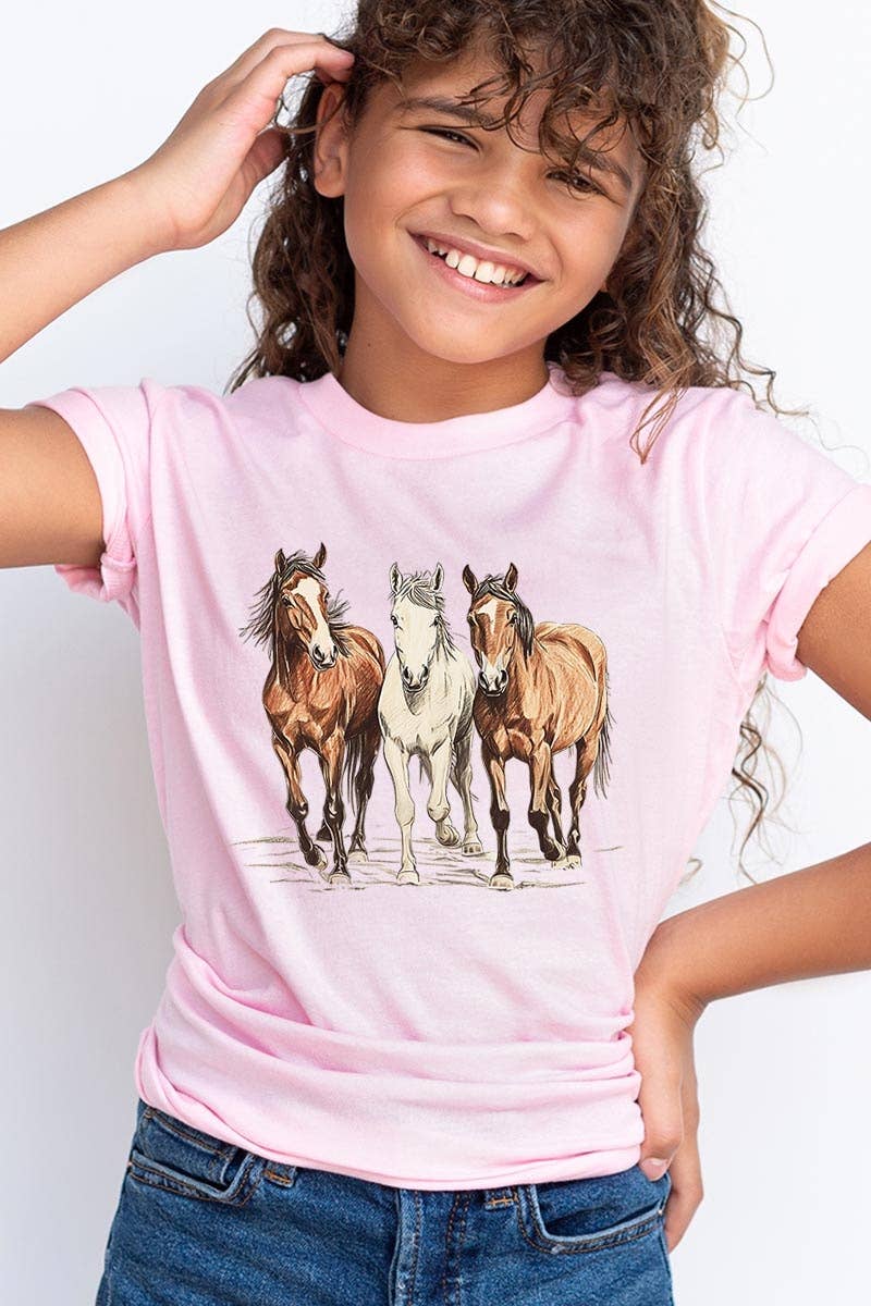 Three Horses Western Kids Graphic Tee