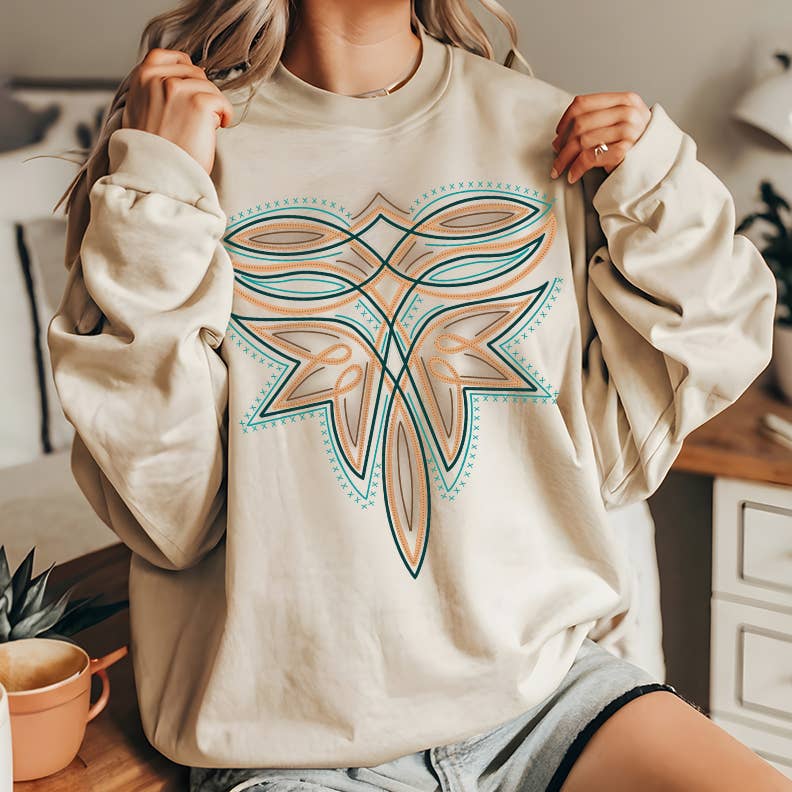 FANCY WESTERN STITCH GRAPHIC SWEATSHIRT