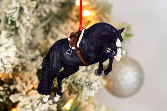 Hunter Jumper Horse Christmas Ornament - Black Sport Horse