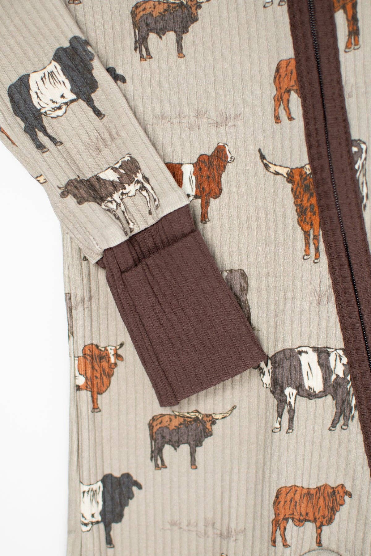 Vintage Cattle Ribbed Cotton Baby Zippy