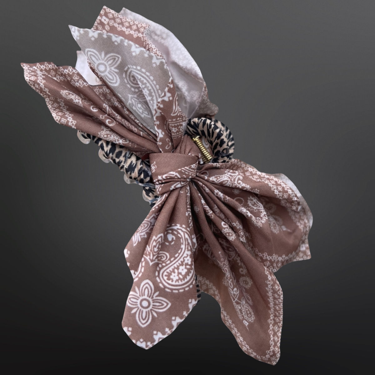Western Paisley Claw Clip Hair Bow Bandana Print