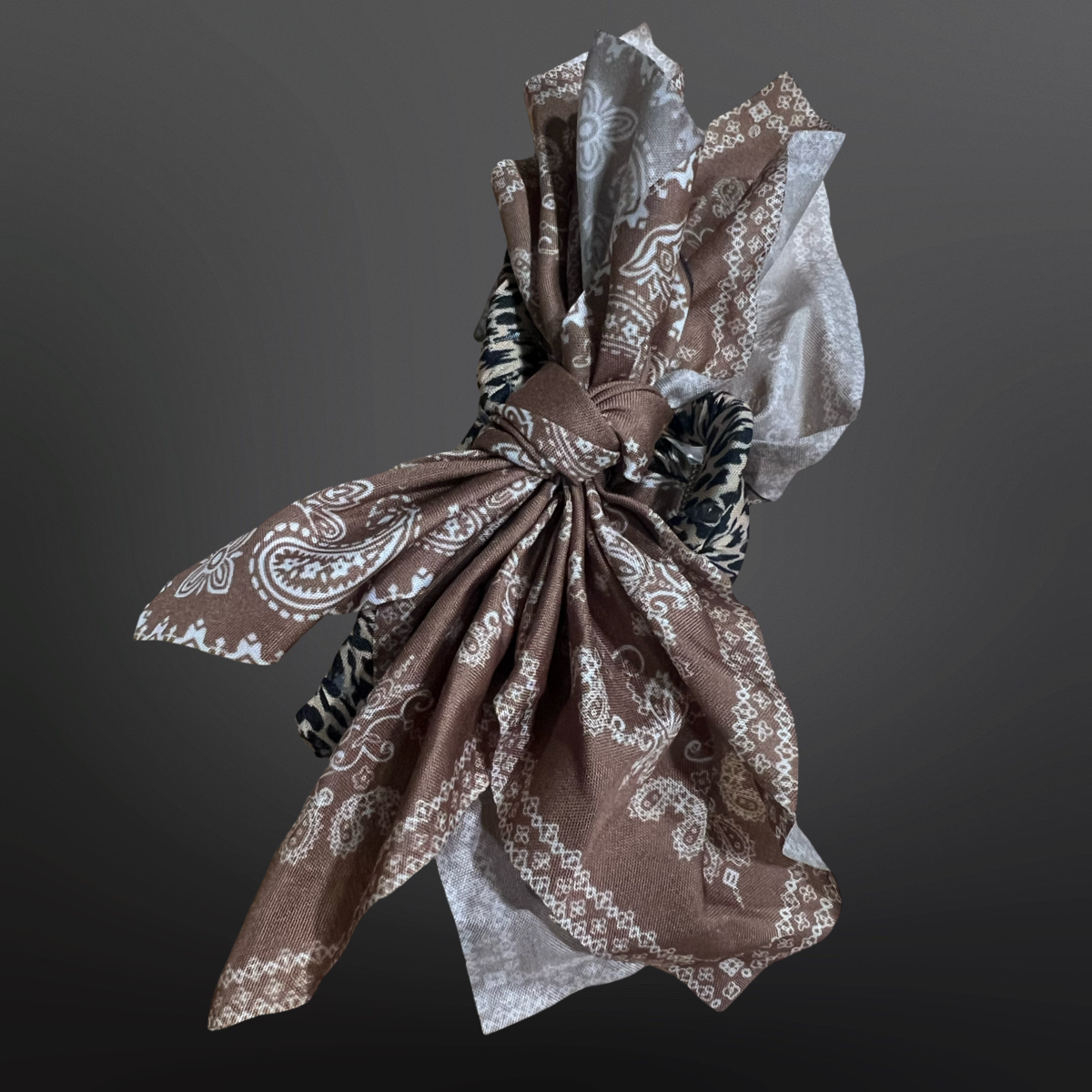 Western Paisley Claw Clip Hair Bow Bandana Print