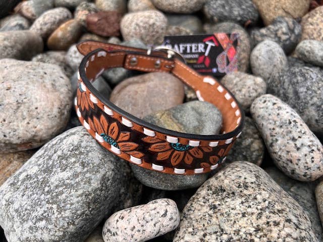 Western Hand Tooled Dog Collars