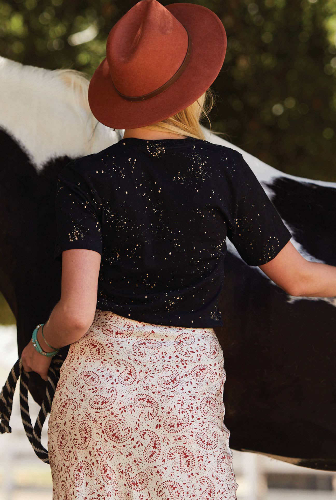 SORRY CANT HORSES BYE Hand Bleached Graphic T-Shirt