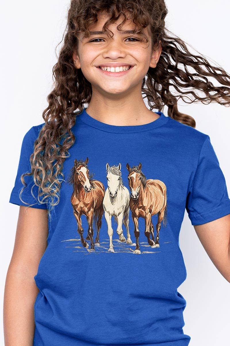 Three Horses Western Kids Graphic Tee