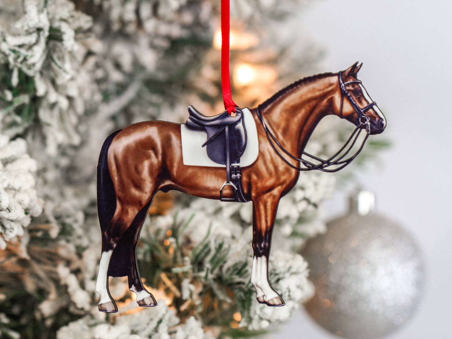 Bay Dressage Horse Christmas Ornament Gift Horse Decoration
