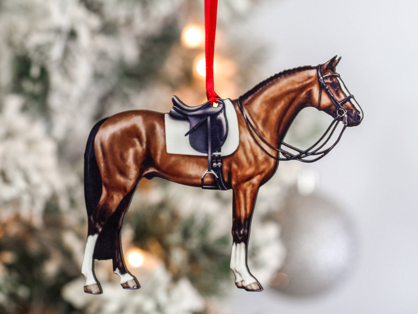 Bay Dressage Horse Christmas Ornament Gift Horse Decoration