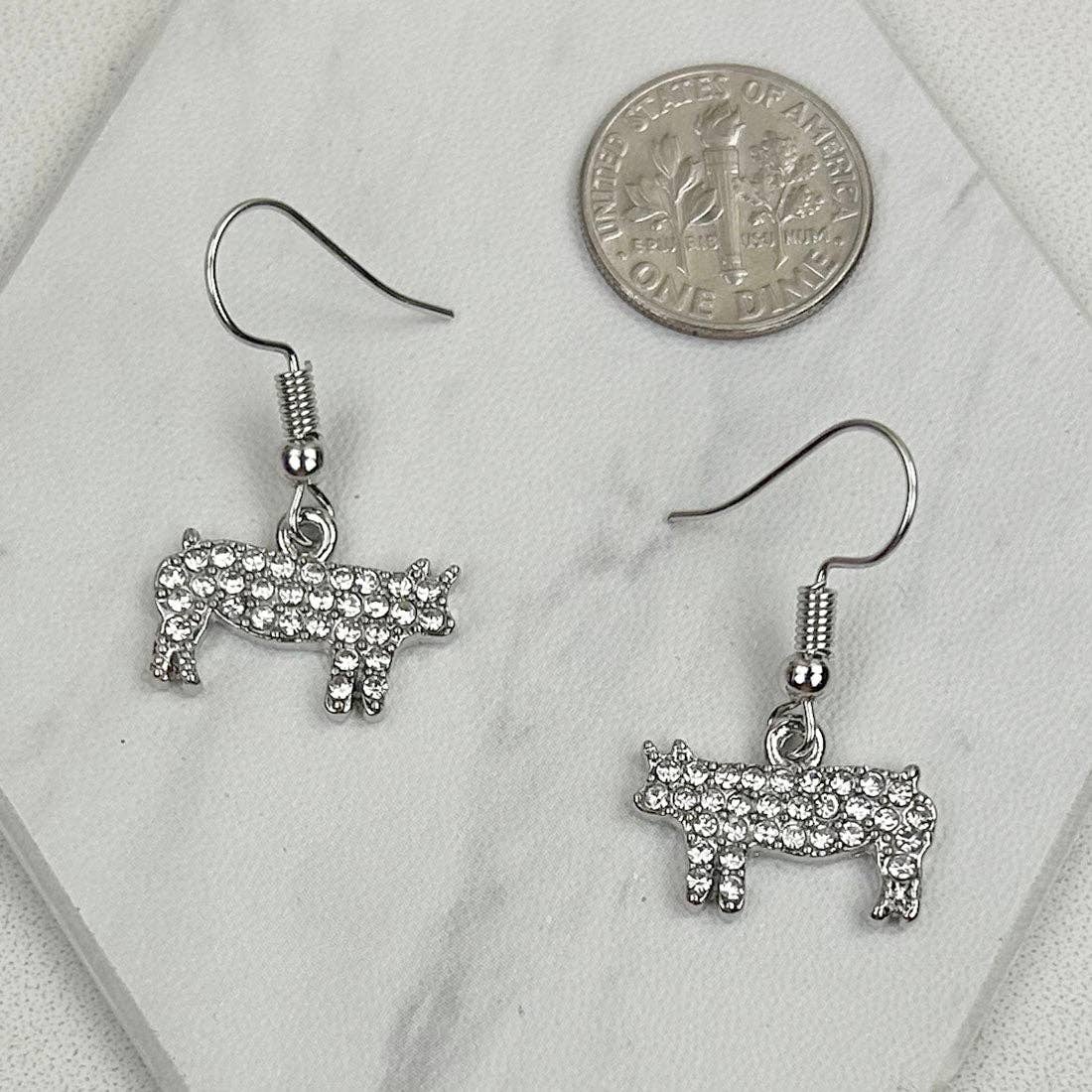 ERS230814-10    Clear Crystal piggy Earrings