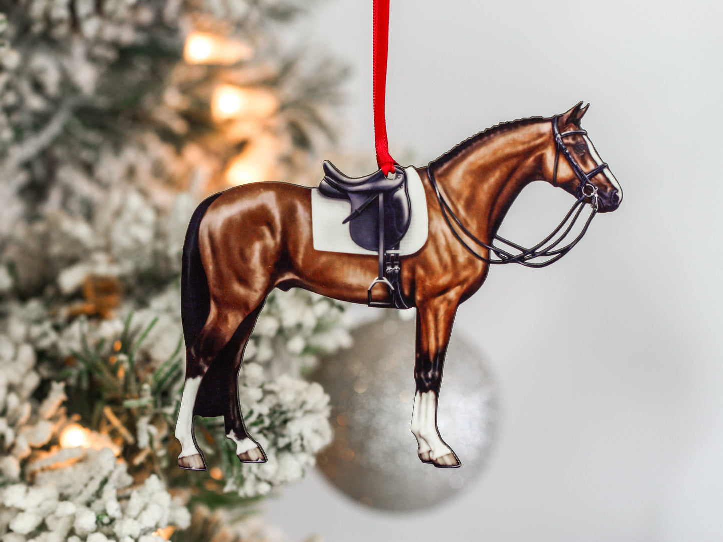 Bay Dressage Horse Christmas Ornament Gift Horse Decoration
