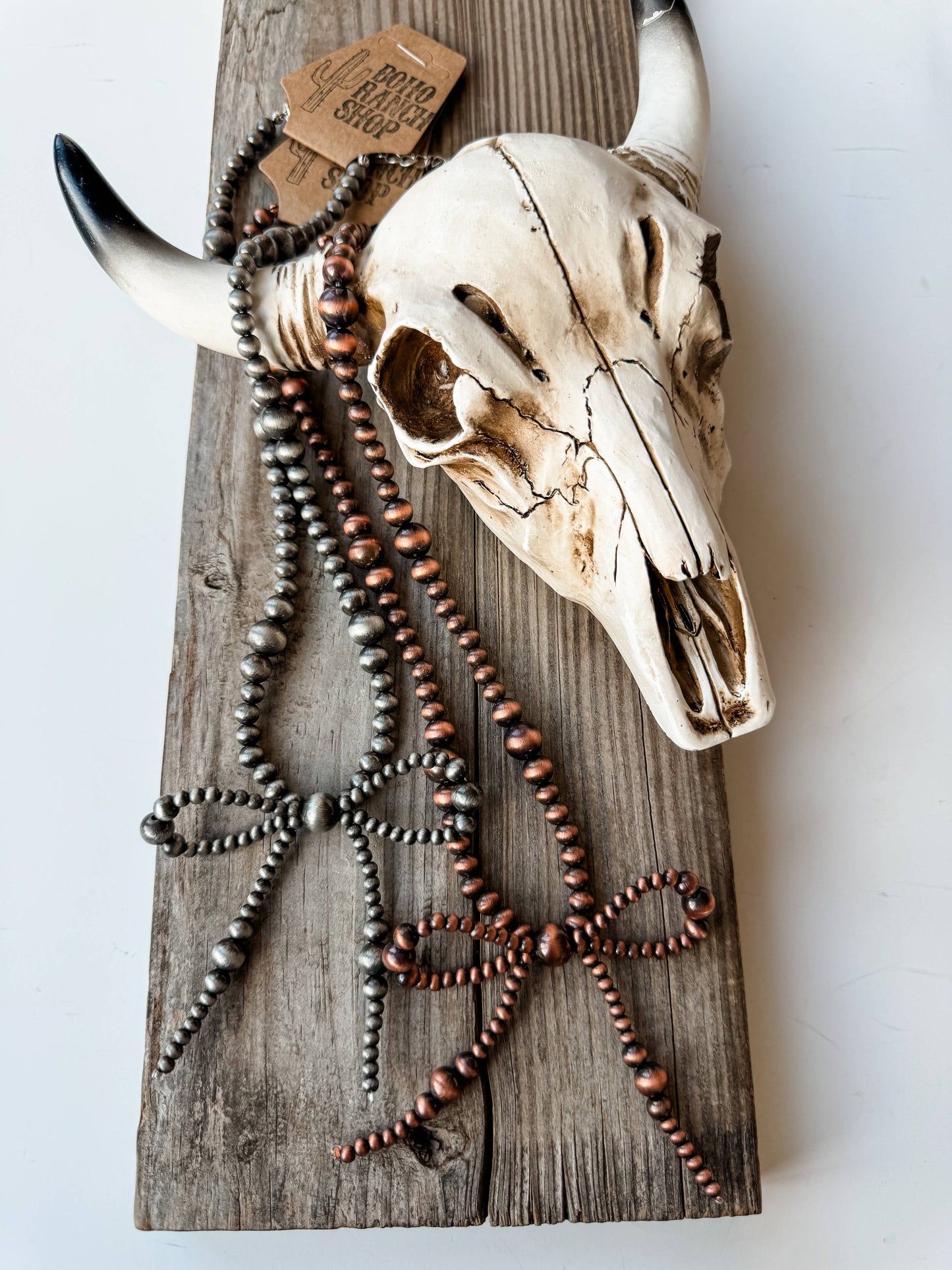 Western Navajo Bead Coquette Bow Necklace