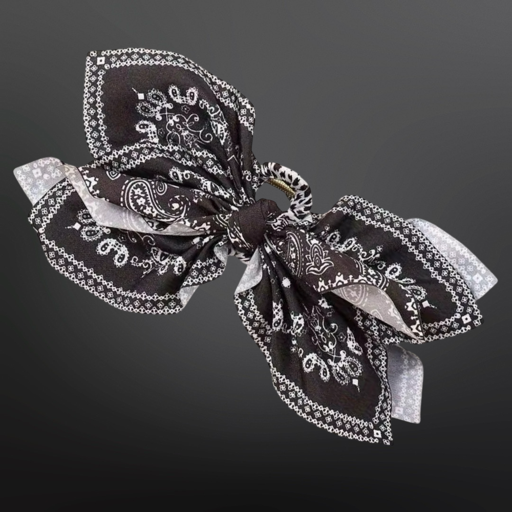 Western Paisley Claw Clip Hair Bow Bandana Print